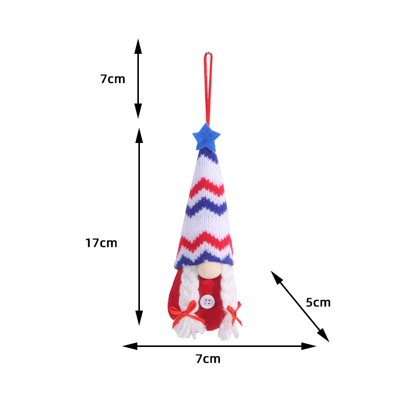 Ornamento para muñecas sin rostro de cinco estrellas rayas de rayas por el día de la independencia